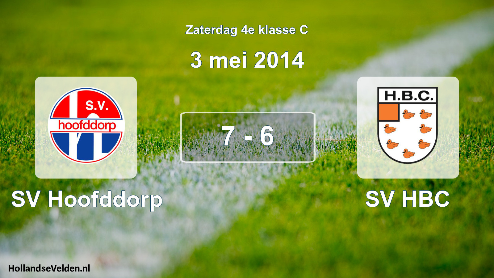 Gespeelde wedstrijd: SV Hoofddorp - SV HBC 7 - 6 (3 mei 2014)