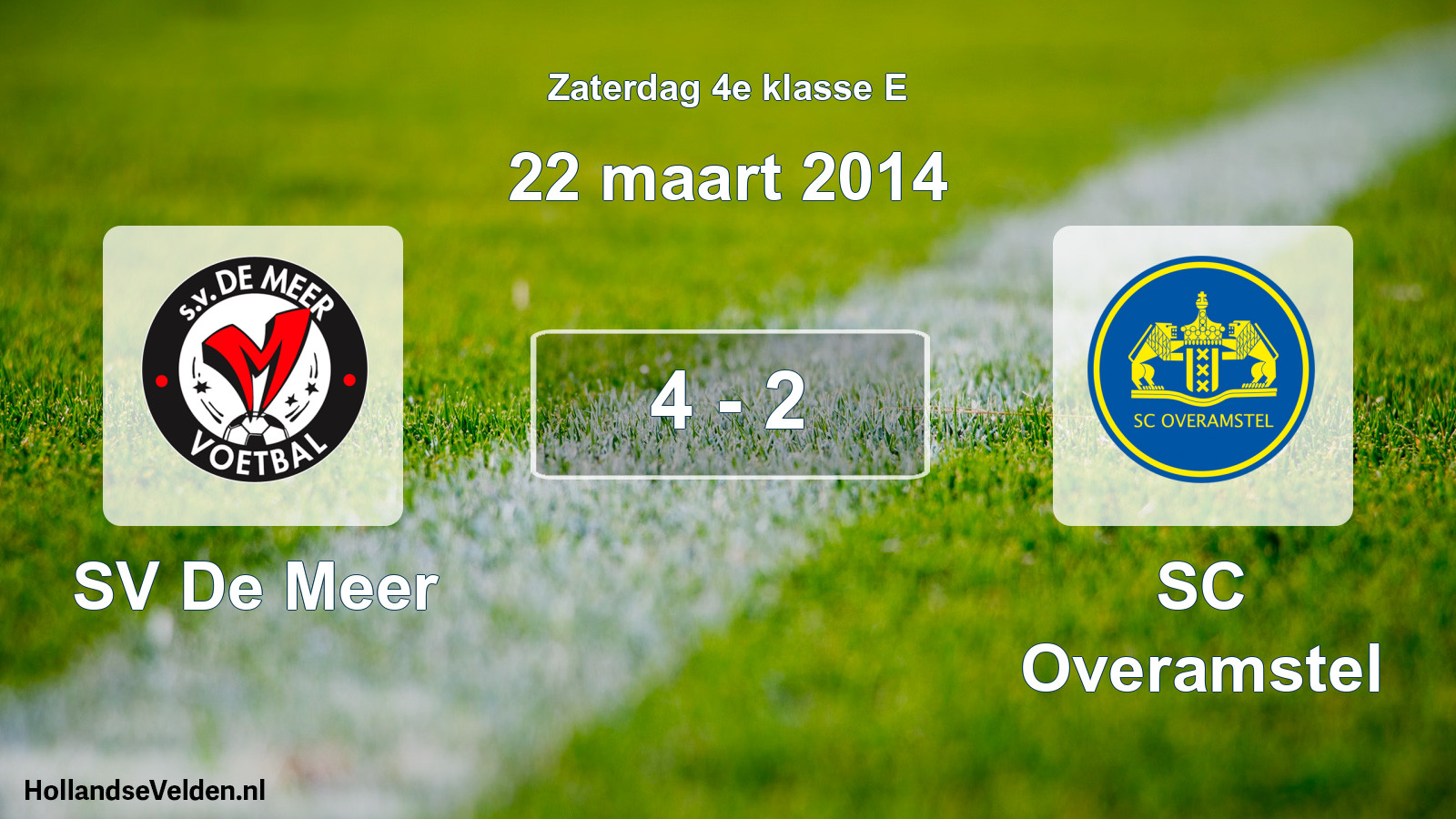 Gespeelde wedstrijd: SV De Meer - SC Overamstel 4 - 2 (22 maart 2014)