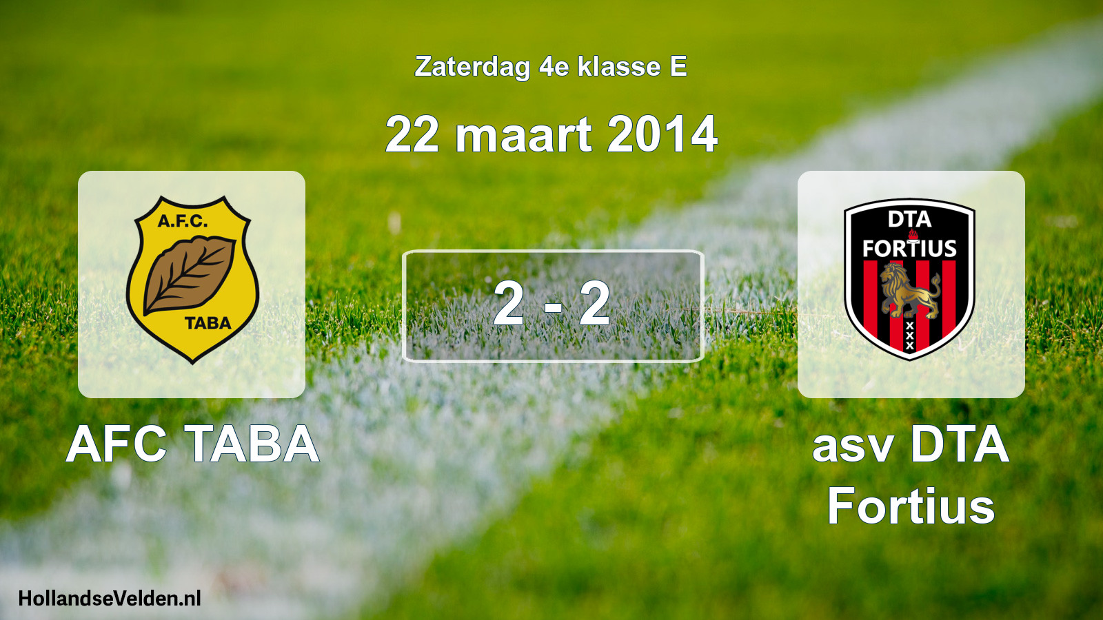 Gespeelde wedstrijd: AFC TABA - asv DTA Fortius 2 - 2 (22 maart 2014)