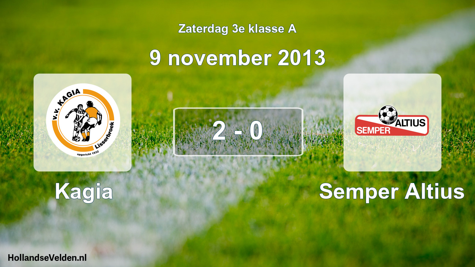 Gespeelde wedstrijd: Kagia - Semper Altius 2 - 0 (9 november 2013)