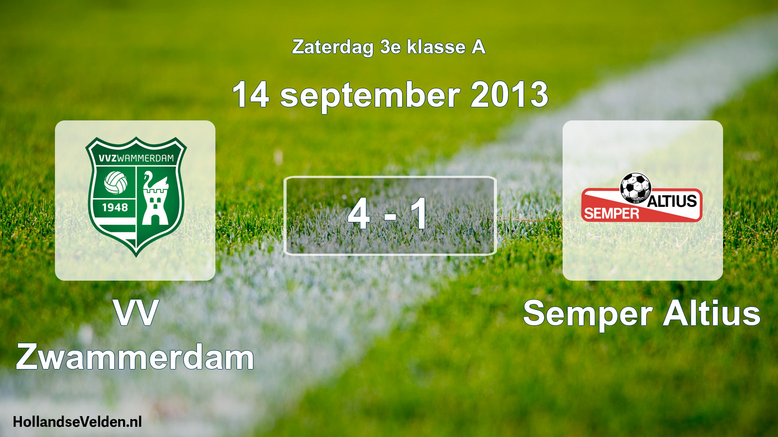 Gespeelde wedstrijd: VV Zwammerdam - Semper Altius 4 - 1 (14 september 2013)
