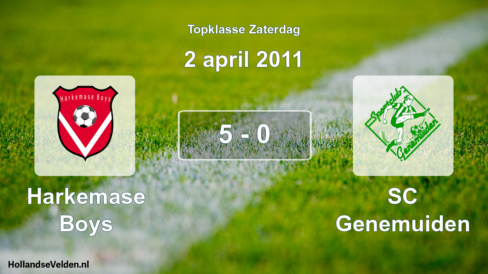 Gespeelde wedstrijd: Harkemase Boys - SC Genemuiden 5 - 0 (2 april 2011)