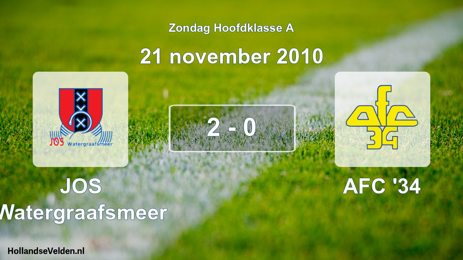 Gespeelde wedstrijd: JOS Watergraafsmeer - AFC '34 2 - 0 (21 november 2010)