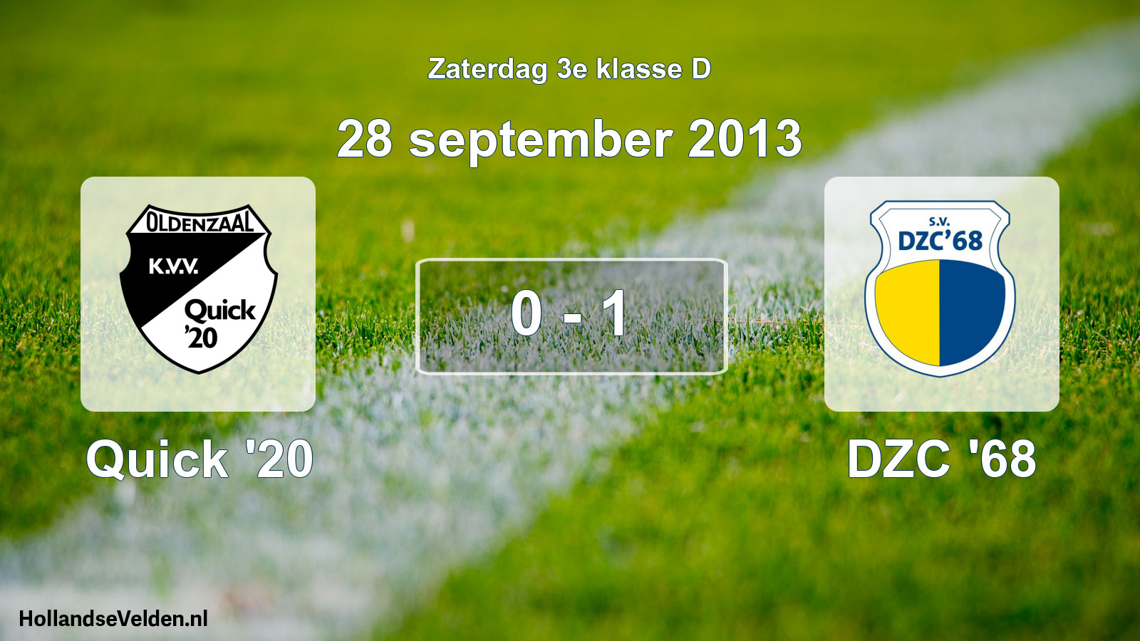 Gespeelde wedstrijd: Quick '20 - DZC '68 0 - 1 (28 september 2013)