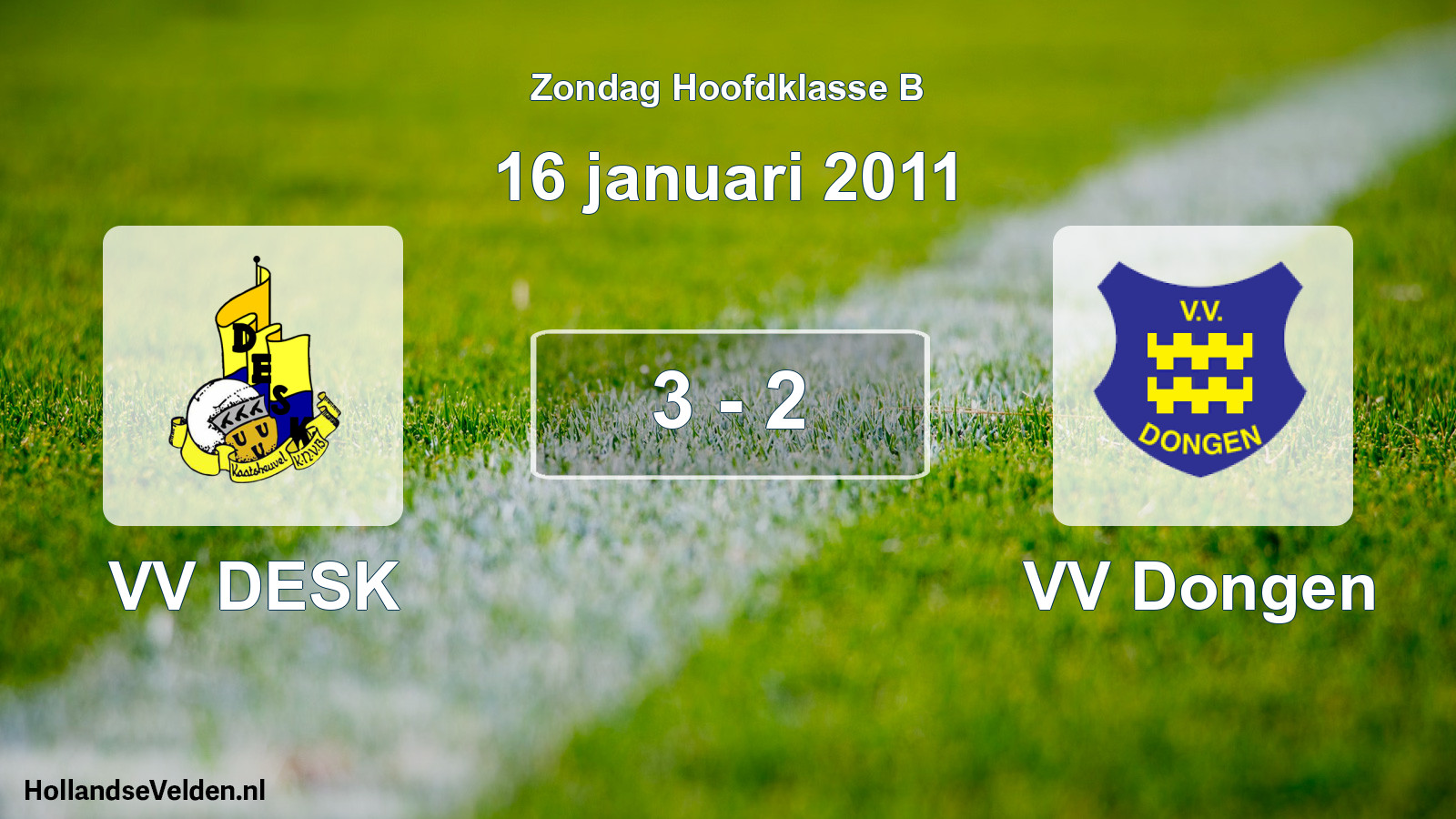 Gespeelde wedstrijd: VV DESK - VV Dongen 3 - 2 (16 januari 2011)