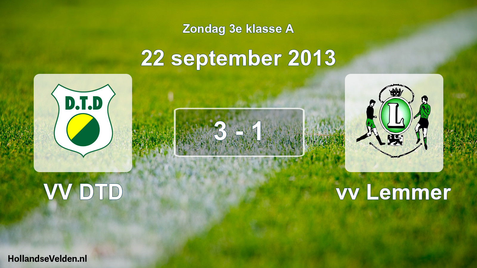Gespeelde wedstrijd: VV DTD - vv Lemmer 3 - 1 (22 september 2013)