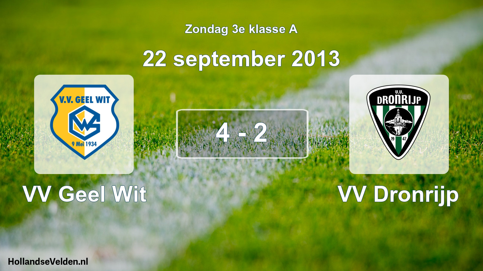 Gespeelde wedstrijd: VV Geel Wit - VV Dronrijp 4 - 2 (22 september 2013)