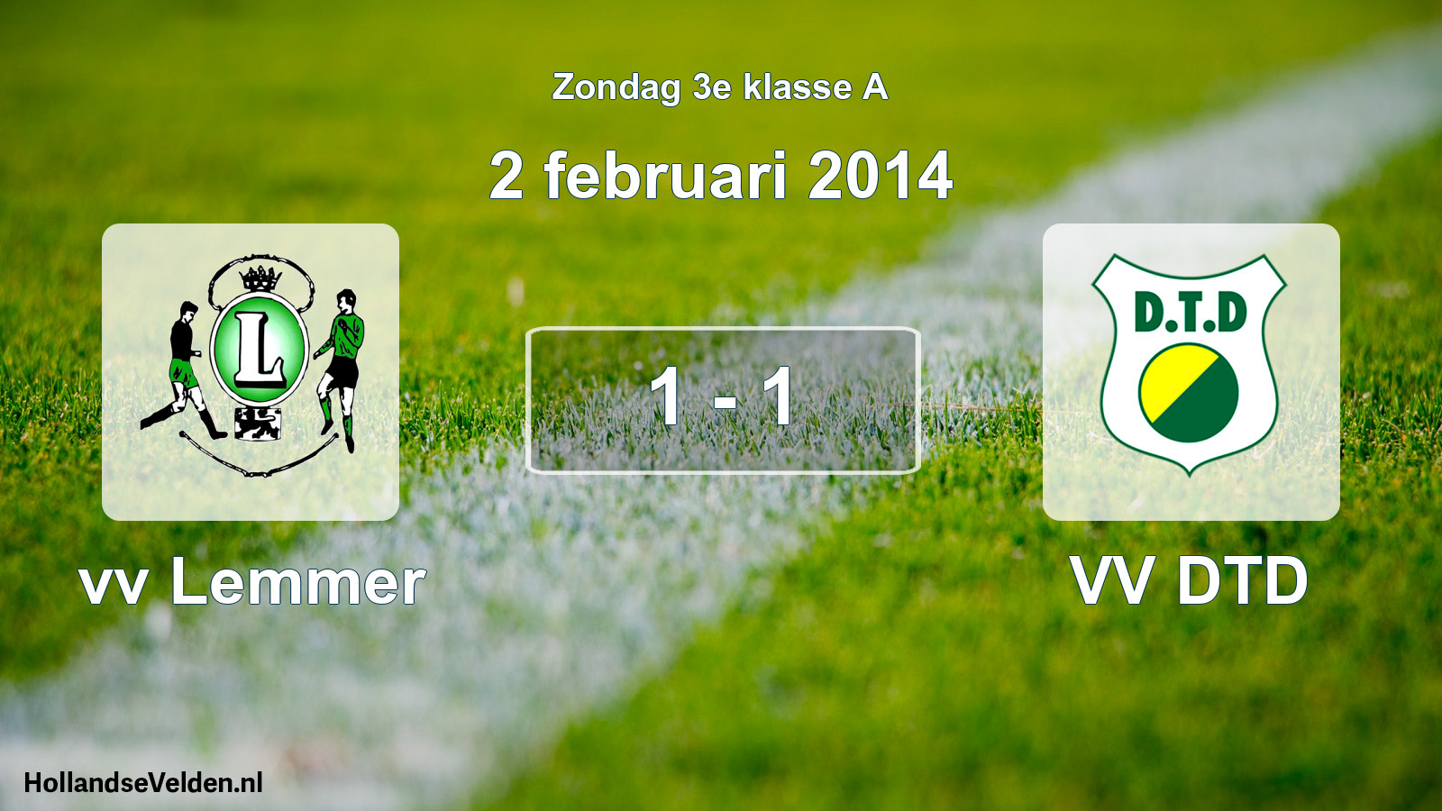Gespeelde wedstrijd: vv Lemmer - VV DTD 1 - 1 (2 februari 2014)