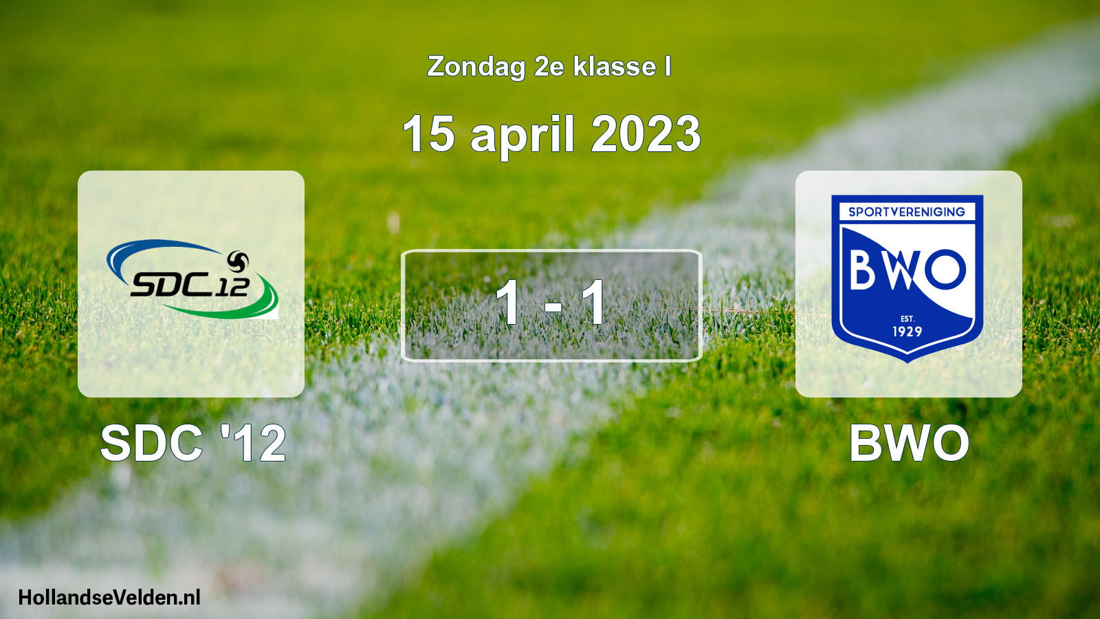Gespeelde wedstrijd: SDC '12 - BWO 1 - 1 (15 april 2023)