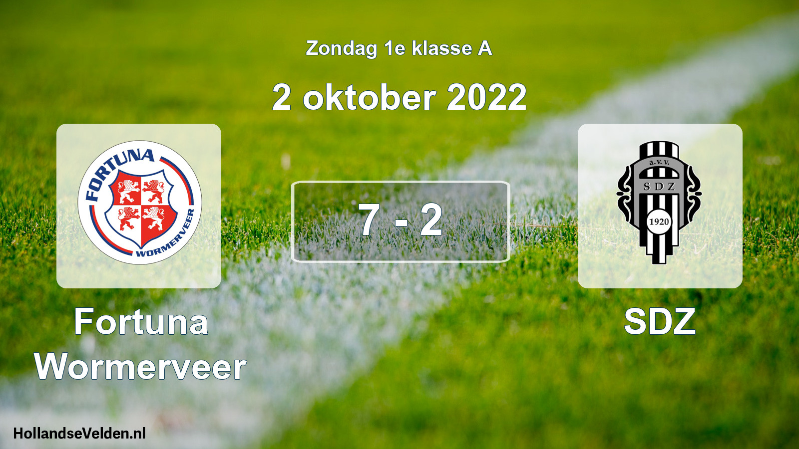 Gespeelde wedstrijd: Fortuna Wormerveer - SDZ 7 - 2 (2 oktober 2022)