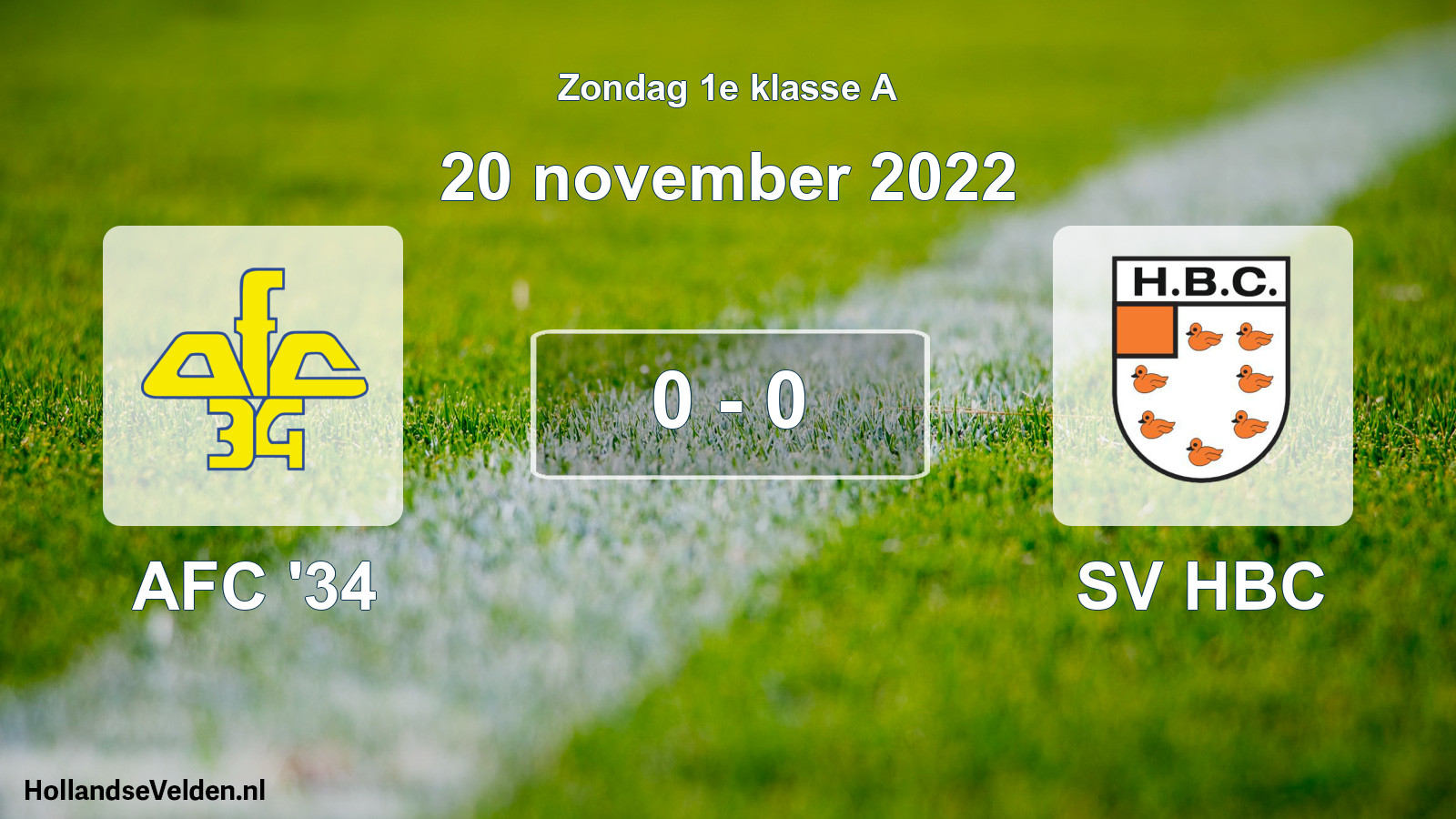 Gespeelde wedstrijd: AFC '34 - SV HBC 0 - 0 (20 november 2022)