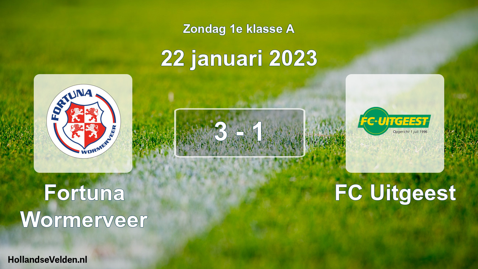 Gespeelde wedstrijd: Fortuna Wormerveer - FC Uitgeest 3 - 1 (22 januari 2023)