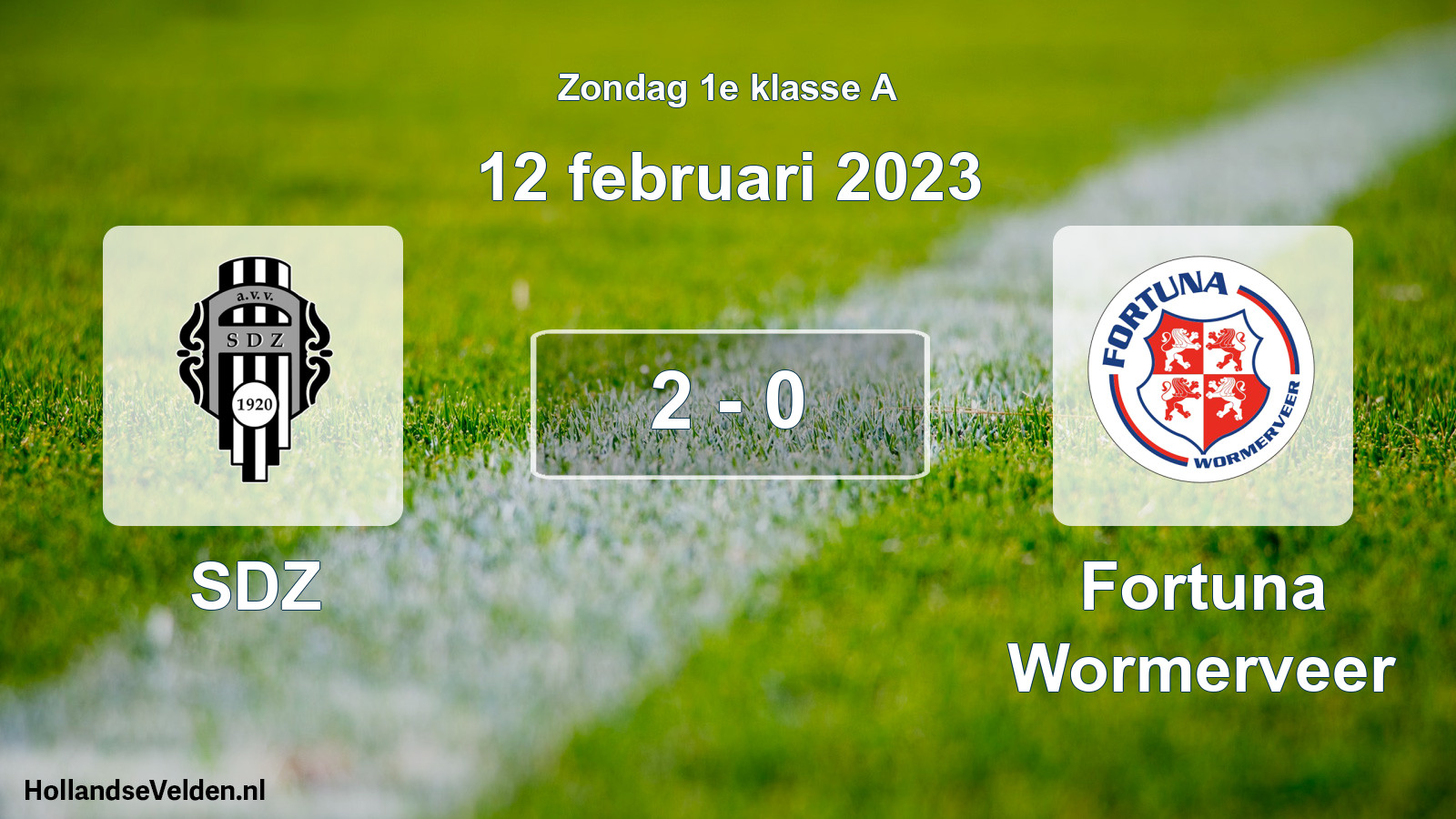 Gespeelde wedstrijd: SDZ - Fortuna Wormerveer 2 - 0 (12 februari 2023)