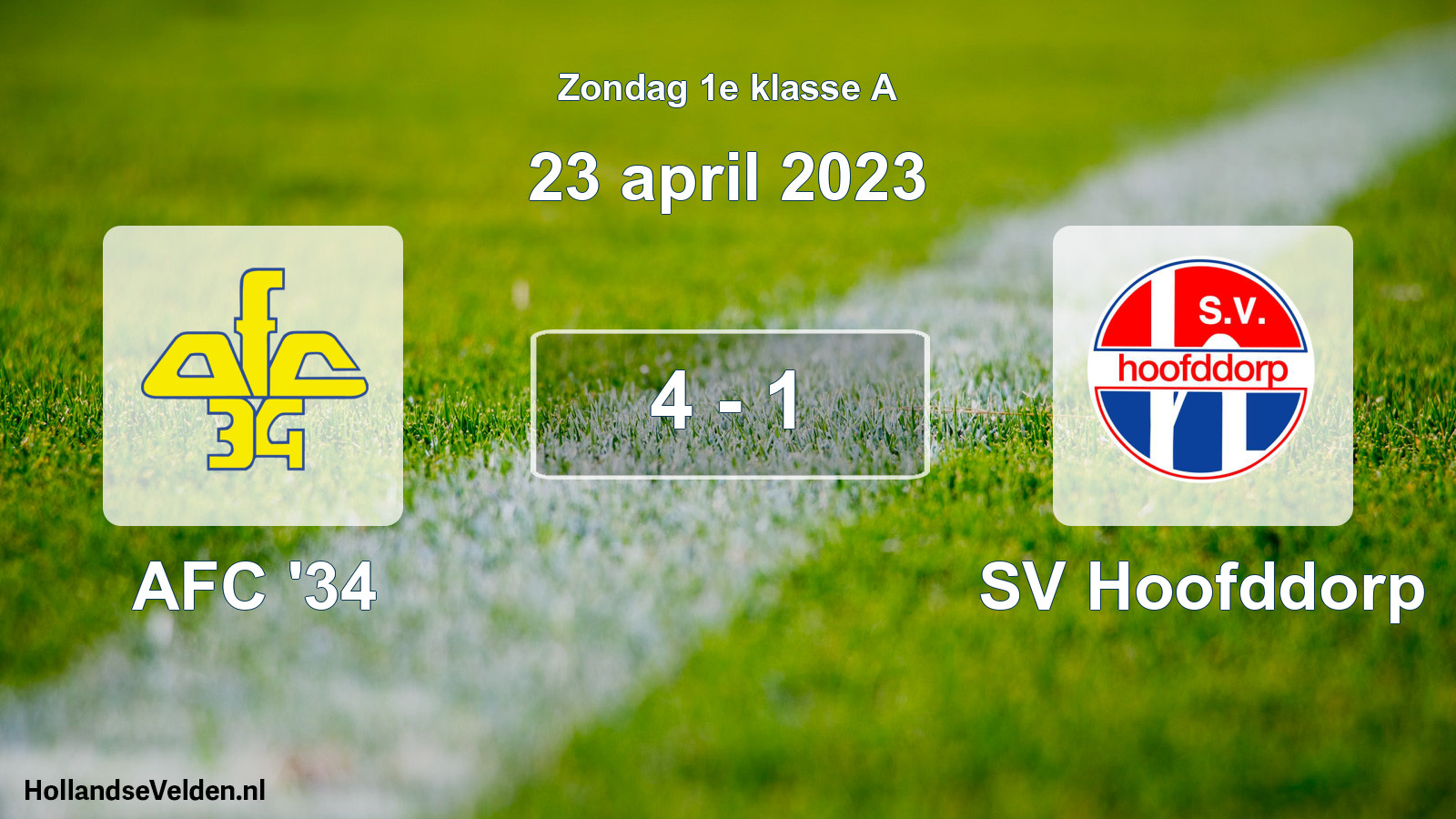 Gespeelde wedstrijd: AFC '34 - SV Hoofddorp 4 - 1 (23 april 2023)