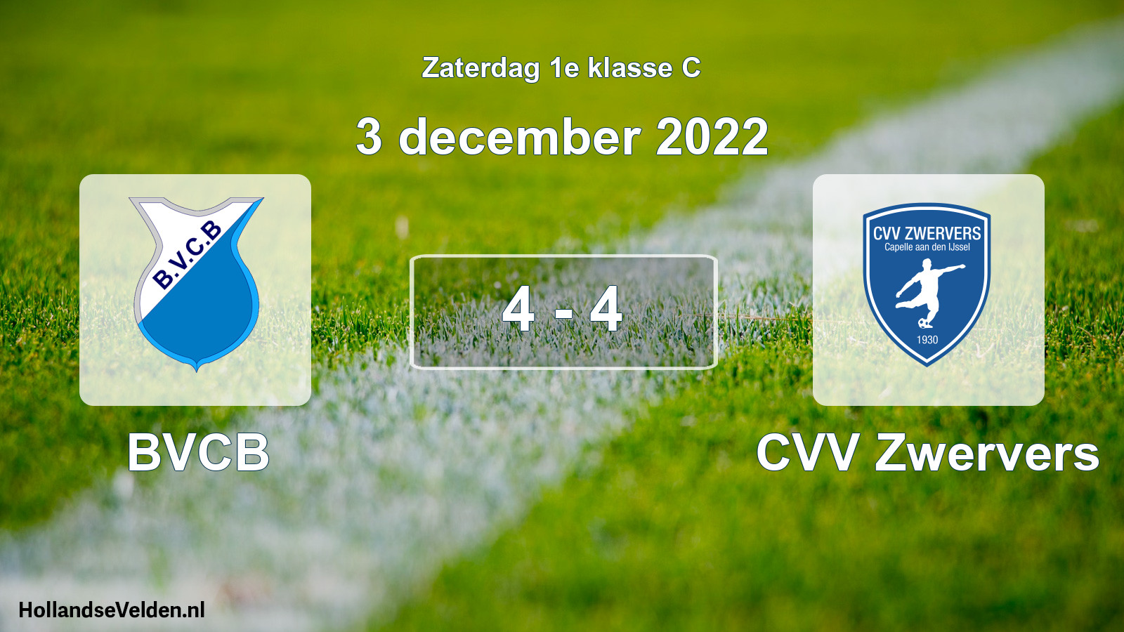 Gespeelde wedstrijd: BVCB - CVV Zwervers 4 - 4 (3 december 2022)