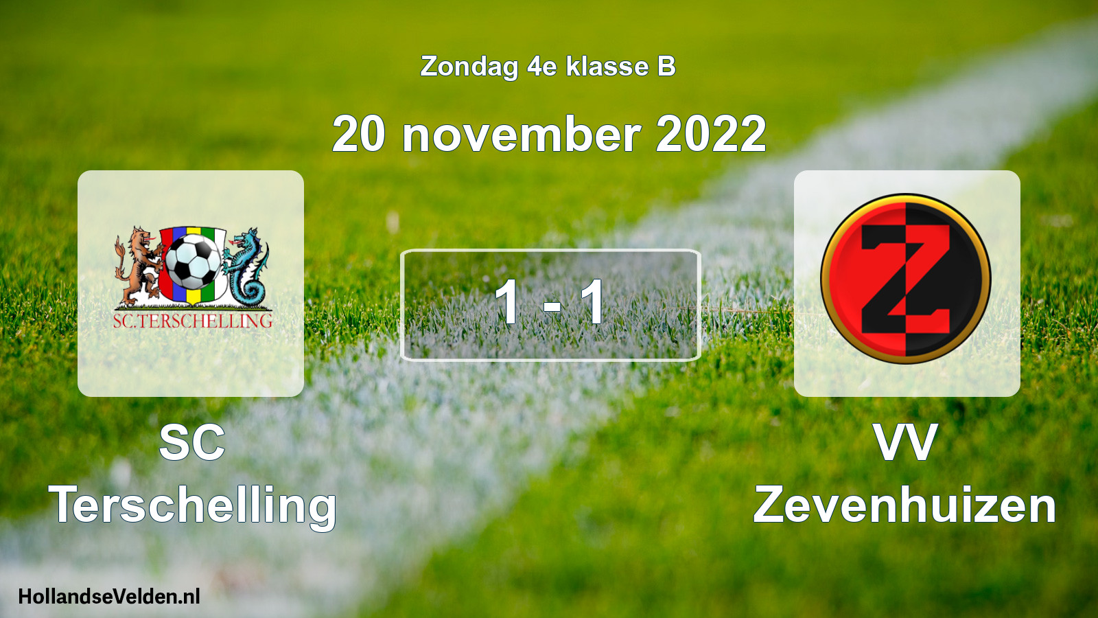 Gespeelde wedstrijd: SC Terschelling - VV Zevenhuizen 1 - 1 (20 november 2022)