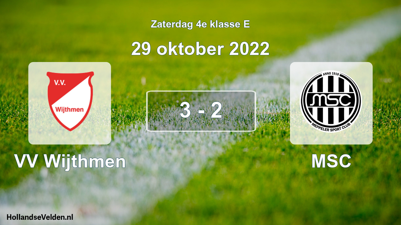 Gespeelde wedstrijd: VV Wijthmen - MSC 3 - 2 (29 oktober 2022)