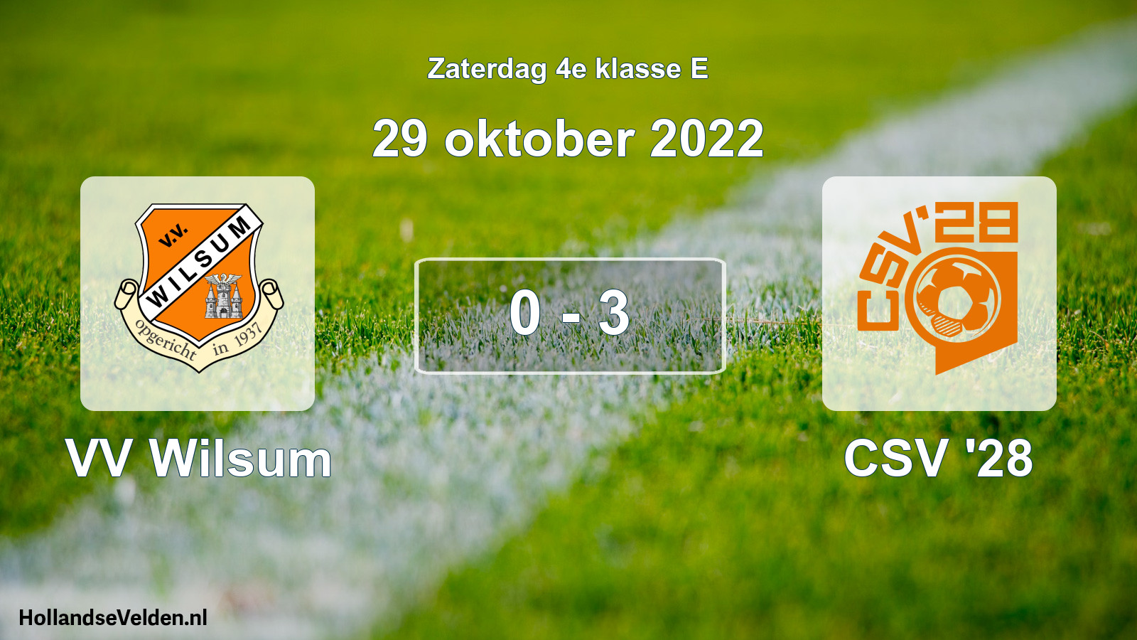 Gespeelde wedstrijd: VV Wilsum - CSV '28 0 - 3 (29 oktober 2022)