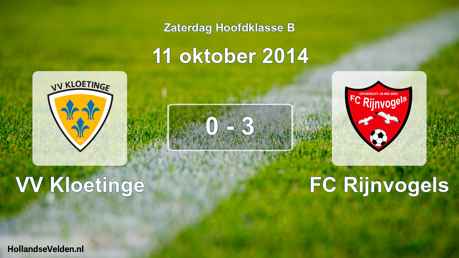 Gespeelde wedstrijd: VV Kloetinge - FC Rijnvogels 0 - 3 (11 oktober 2014)