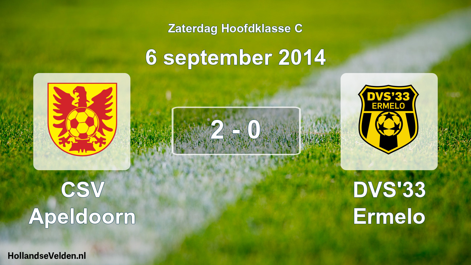 Gespeelde wedstrijd: CSV Apeldoorn - DVS'33 Ermelo 2 - 0 (6 september 2014)