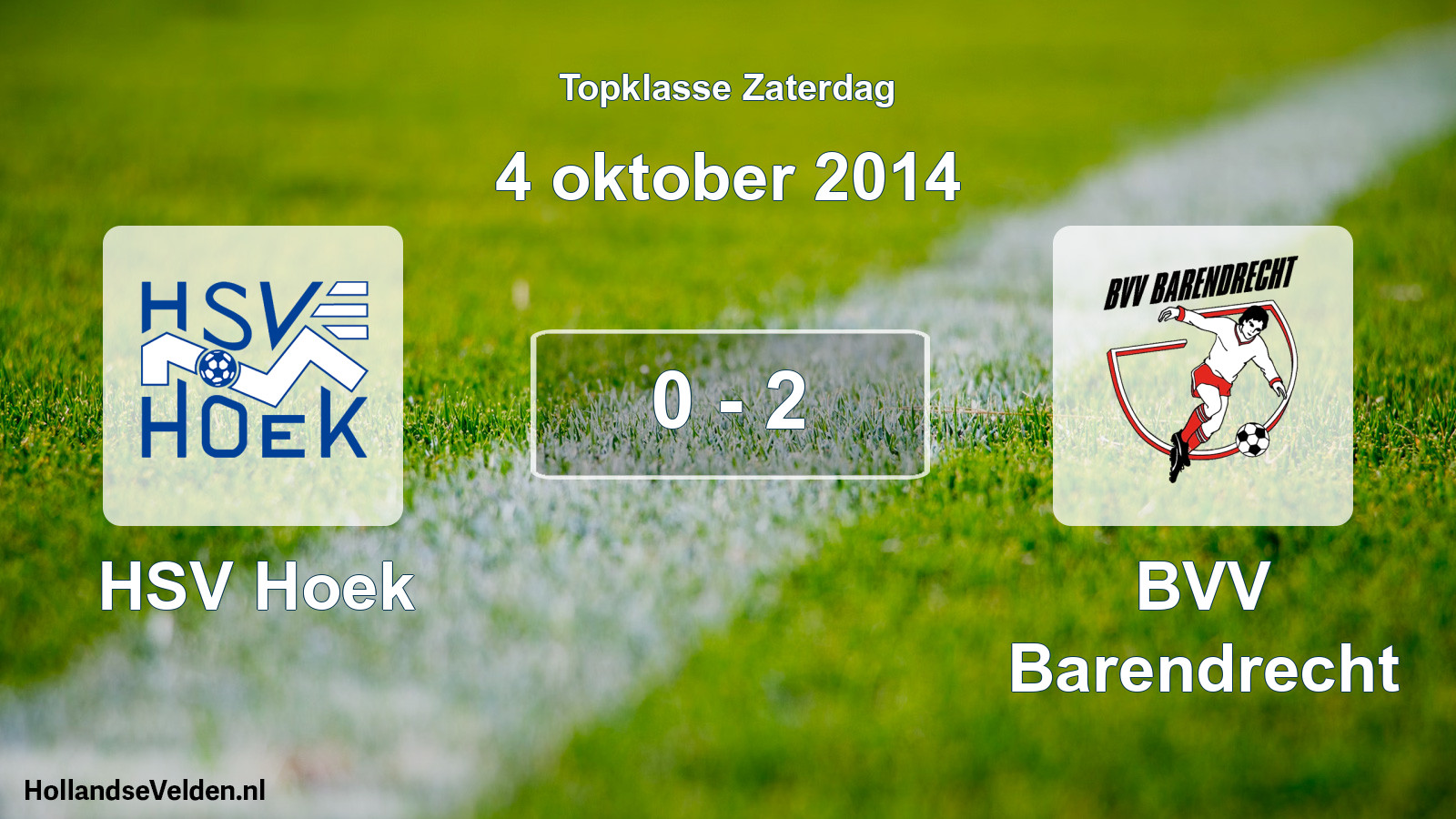 Gespeelde wedstrijd: HSV Hoek - BVV Barendrecht 0 - 2 (4 oktober 2014)