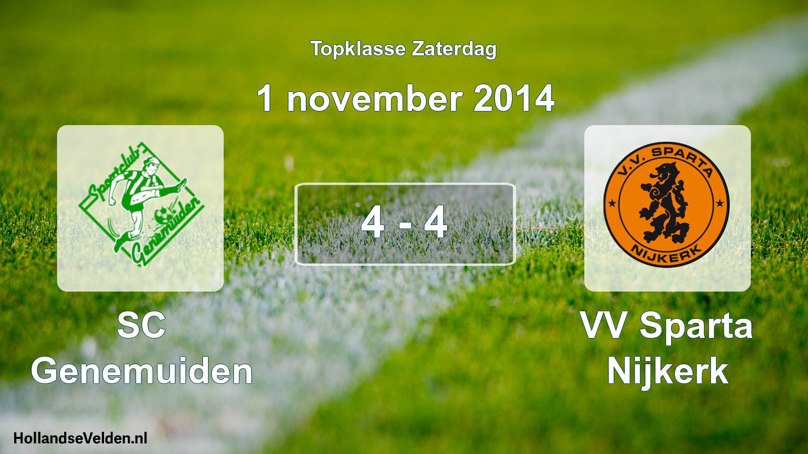 Gespeelde wedstrijd: SC Genemuiden - VV Sparta Nijkerk 4 - 4 (1 november 2014)