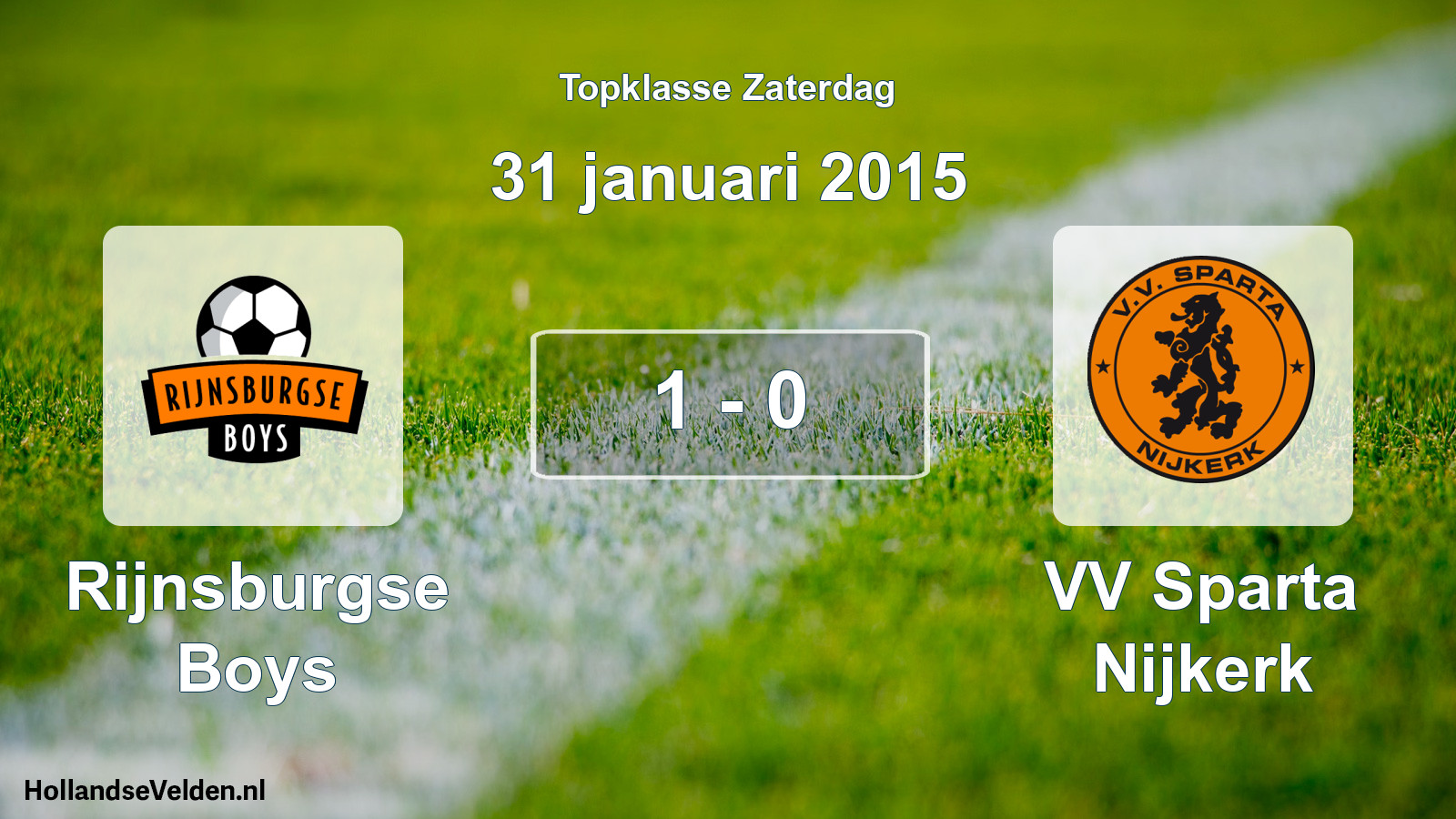 Gespeelde wedstrijd: Rijnsburgse Boys - VV Sparta Nijkerk 1 - 0 (31 januari 2015)