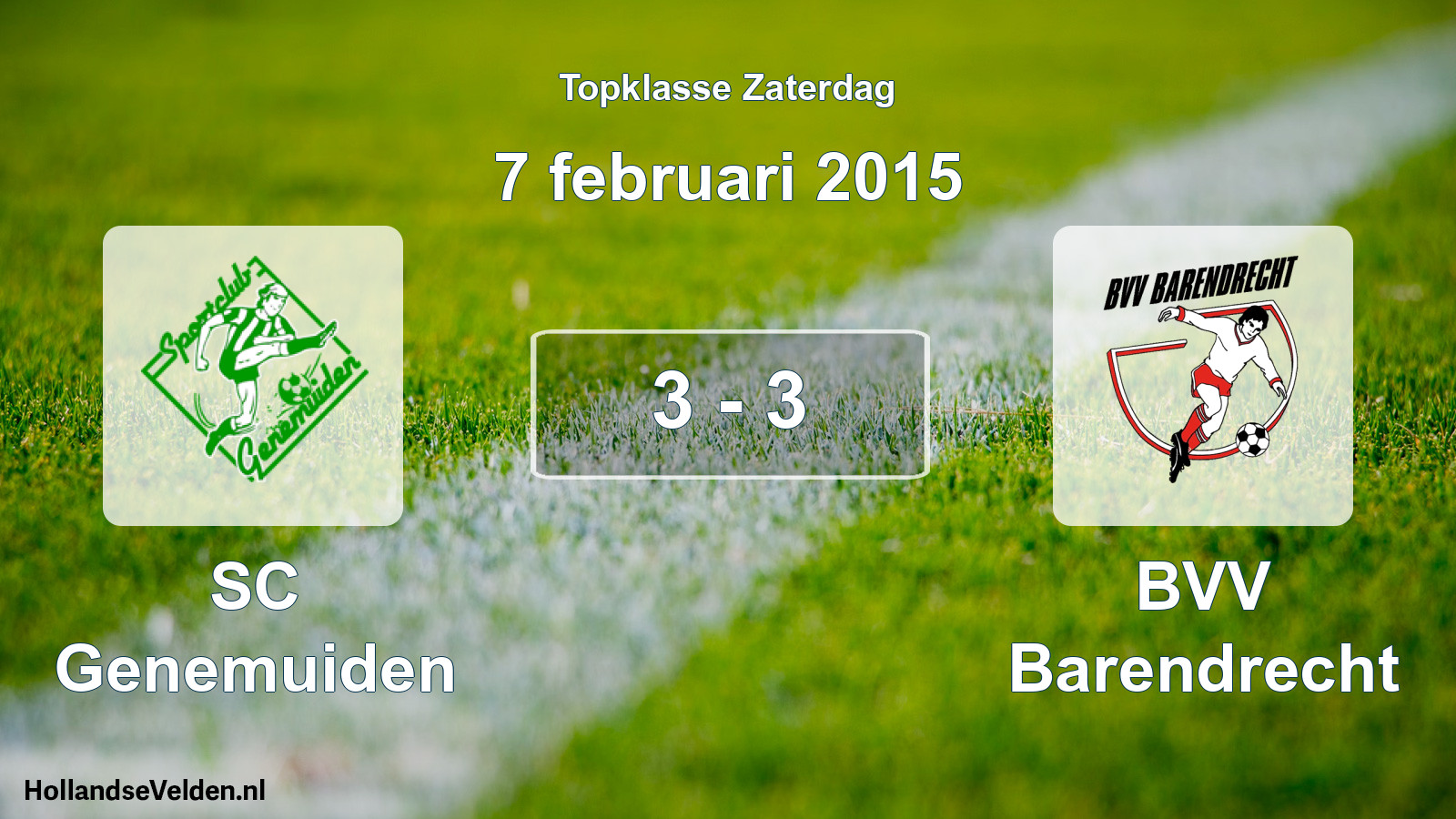 Gespeelde wedstrijd: SC Genemuiden - BVV Barendrecht 3 - 3 (7 februari 2015)