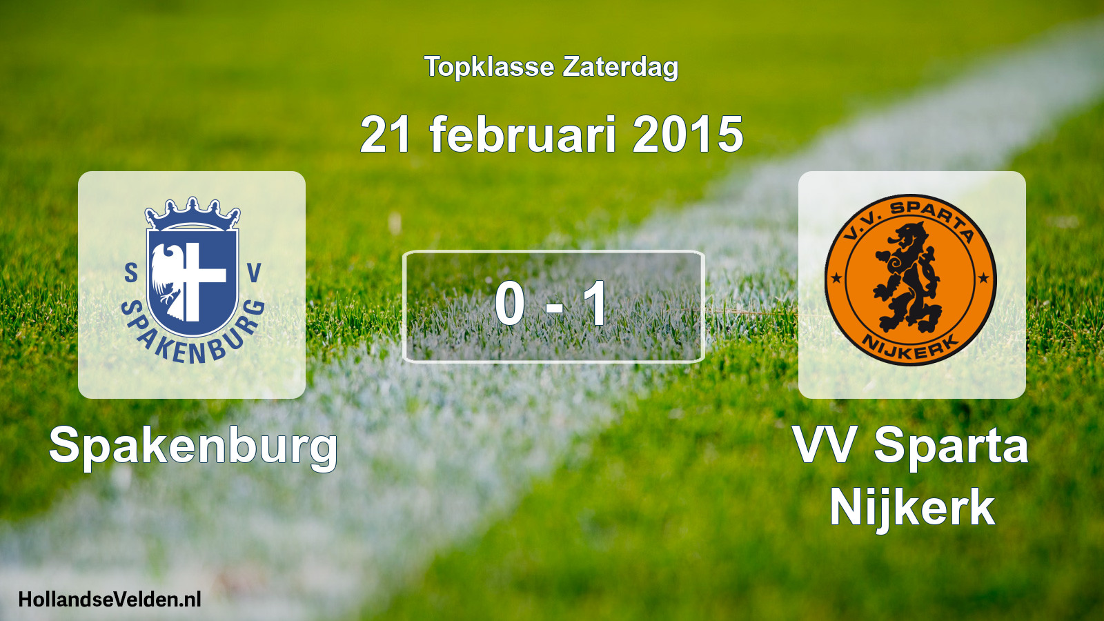 Gespeelde wedstrijd: Spakenburg - VV Sparta Nijkerk 0 - 1 (21 februari 2015)