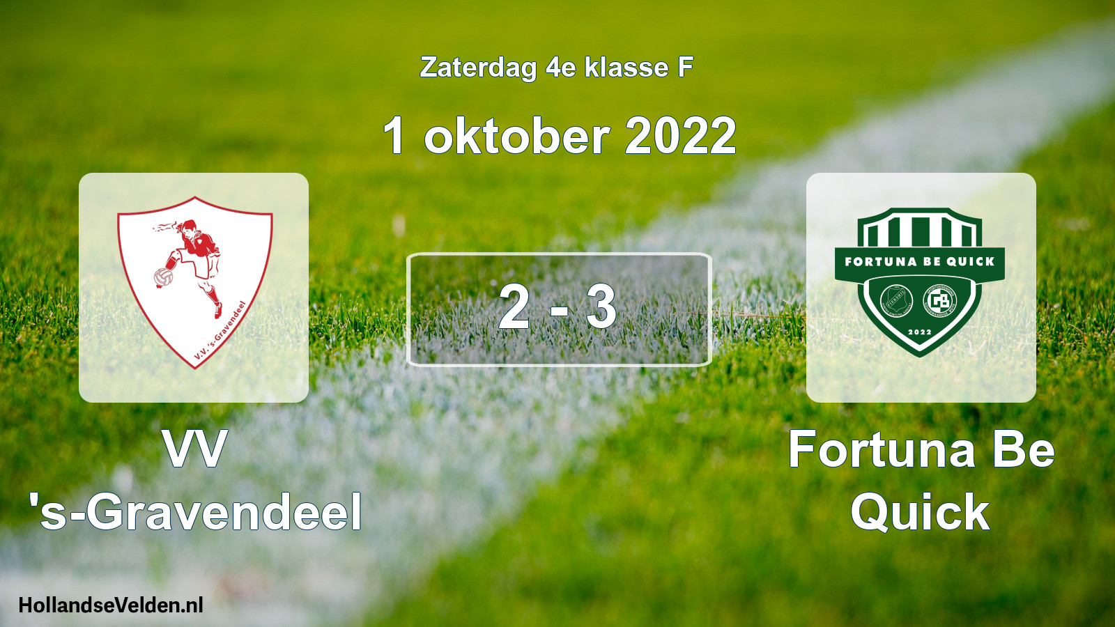 Gespeelde wedstrijd: VV 's-Gravendeel - Fortuna Be Quick 2 - 3 (1 oktober 2022)