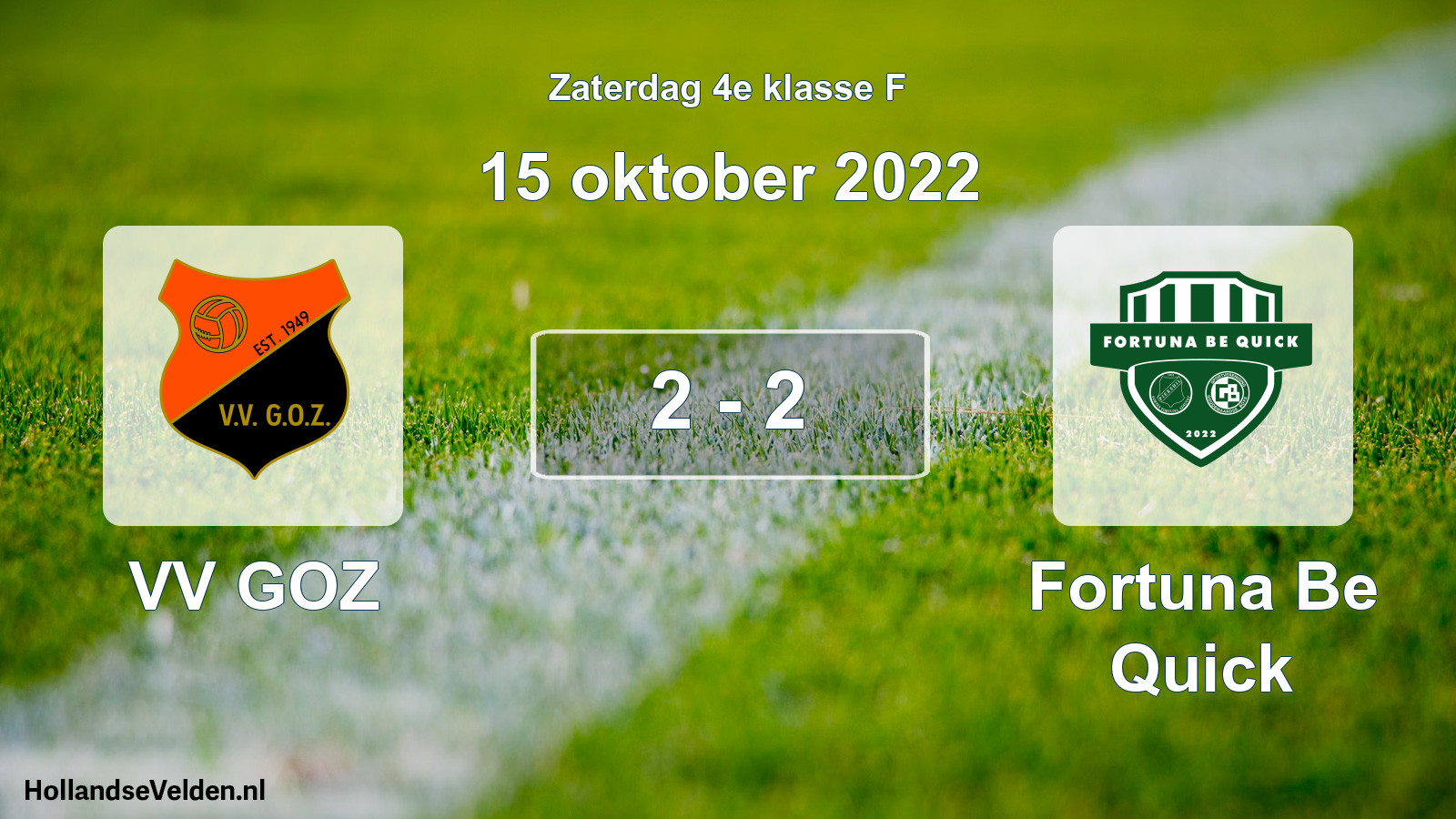 Gespeelde wedstrijd: VV GOZ - Fortuna Be Quick 2 - 2 (15 oktober 2022)