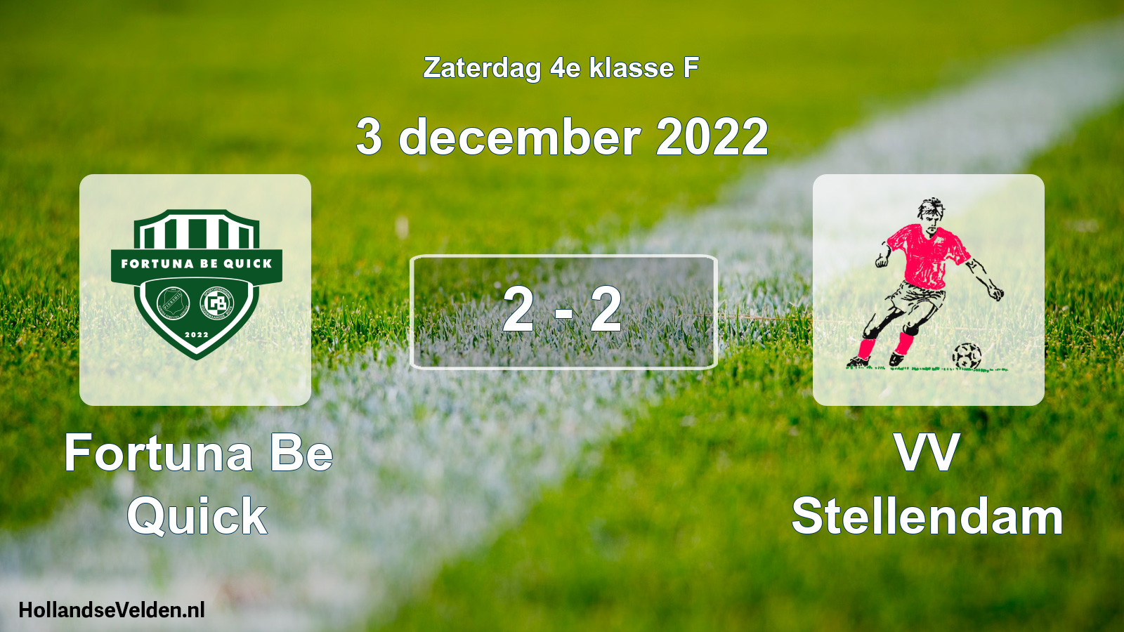 Gespeelde wedstrijd: Fortuna Be Quick - VV Stellendam 2 - 2 (3 december 2022)