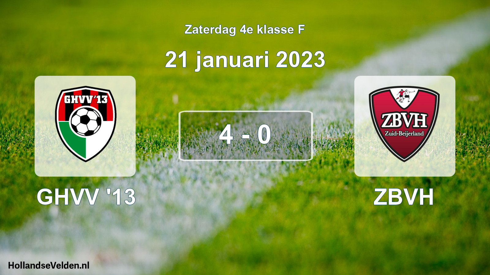 Gespeelde wedstrijd: GHVV '13 - ZBVH 4 - 0 (21 januari 2023)