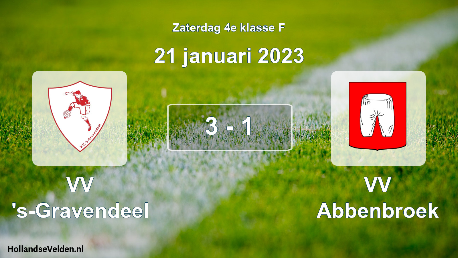 Gespeelde wedstrijd: VV 's-Gravendeel - VV Abbenbroek 3 - 1 (21 januari 2023)