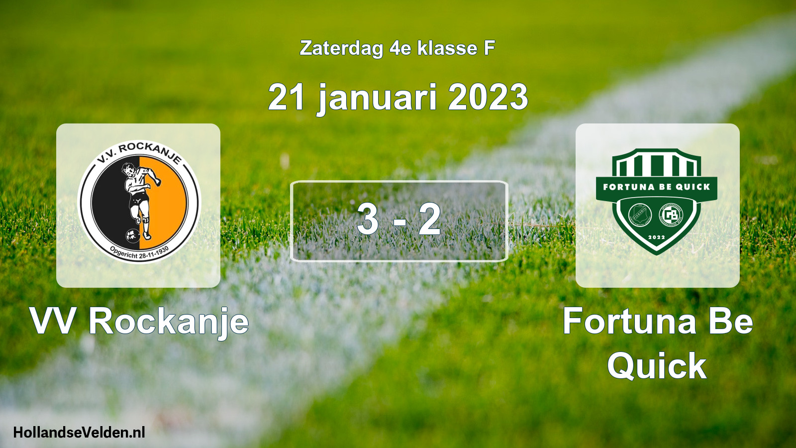 Gespeelde wedstrijd: VV Rockanje - Fortuna Be Quick 3 - 2 (21 januari 2023)