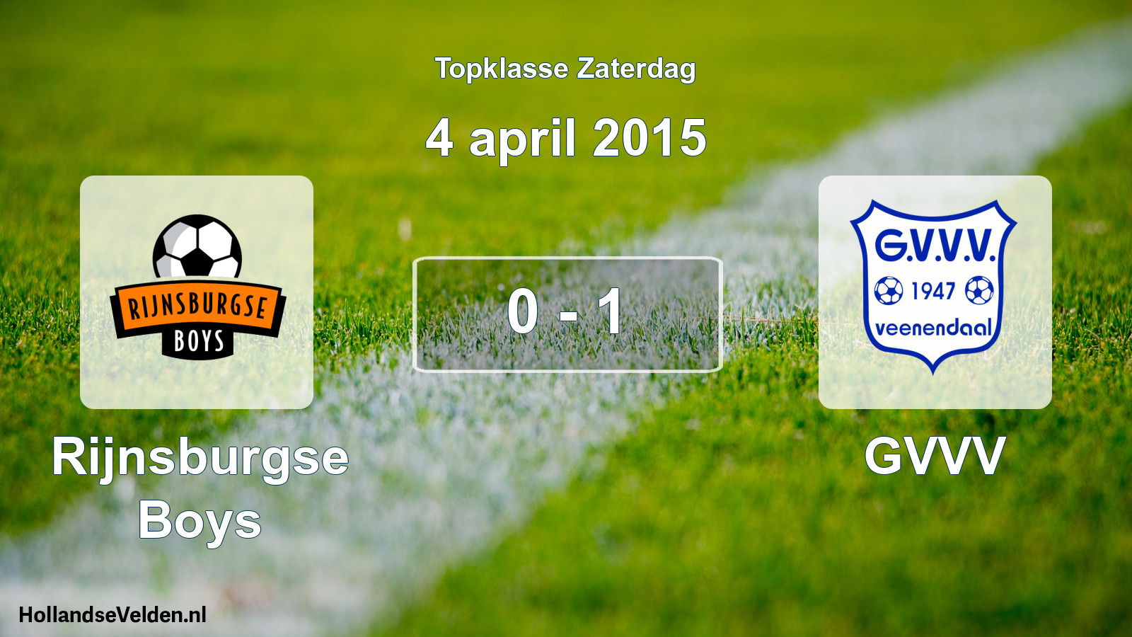 Gespeelde wedstrijd: Rijnsburgse Boys - GVVV 0 - 1 (4 april 2015)