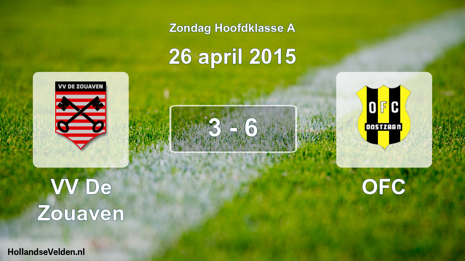 Gespeelde wedstrijd: VV De Zouaven - OFC 3 - 6 (26 april 2015)
