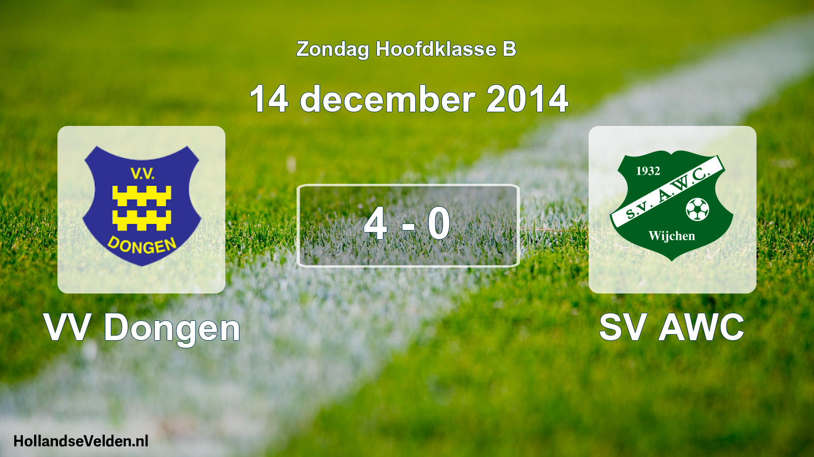 Gespeelde wedstrijd: VV Dongen - SV AWC 4 - 0 (14 december 2014)