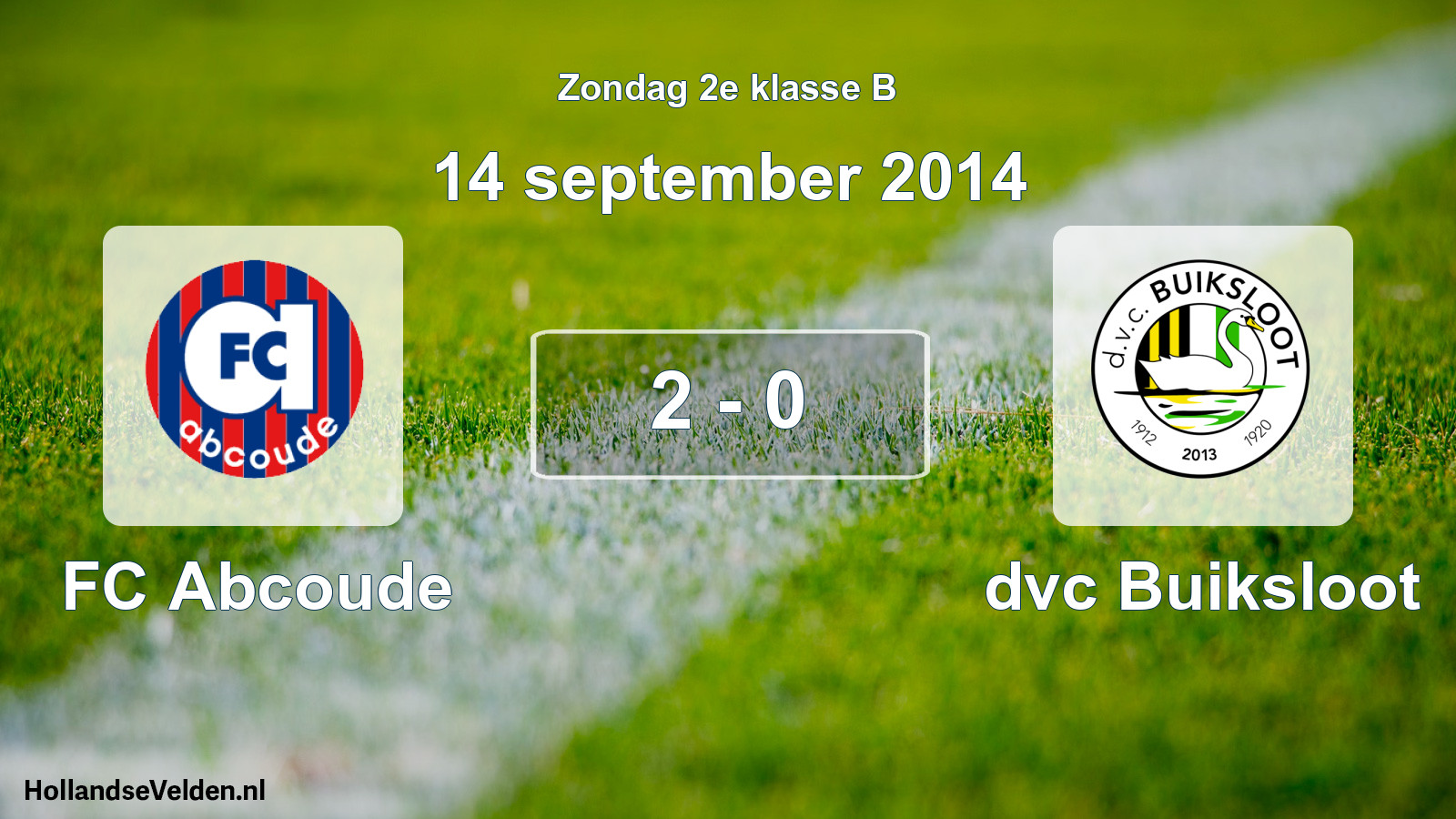 Gespeelde wedstrijd: FC Abcoude - dvc Buiksloot 2 - 0 (14 september 2014)