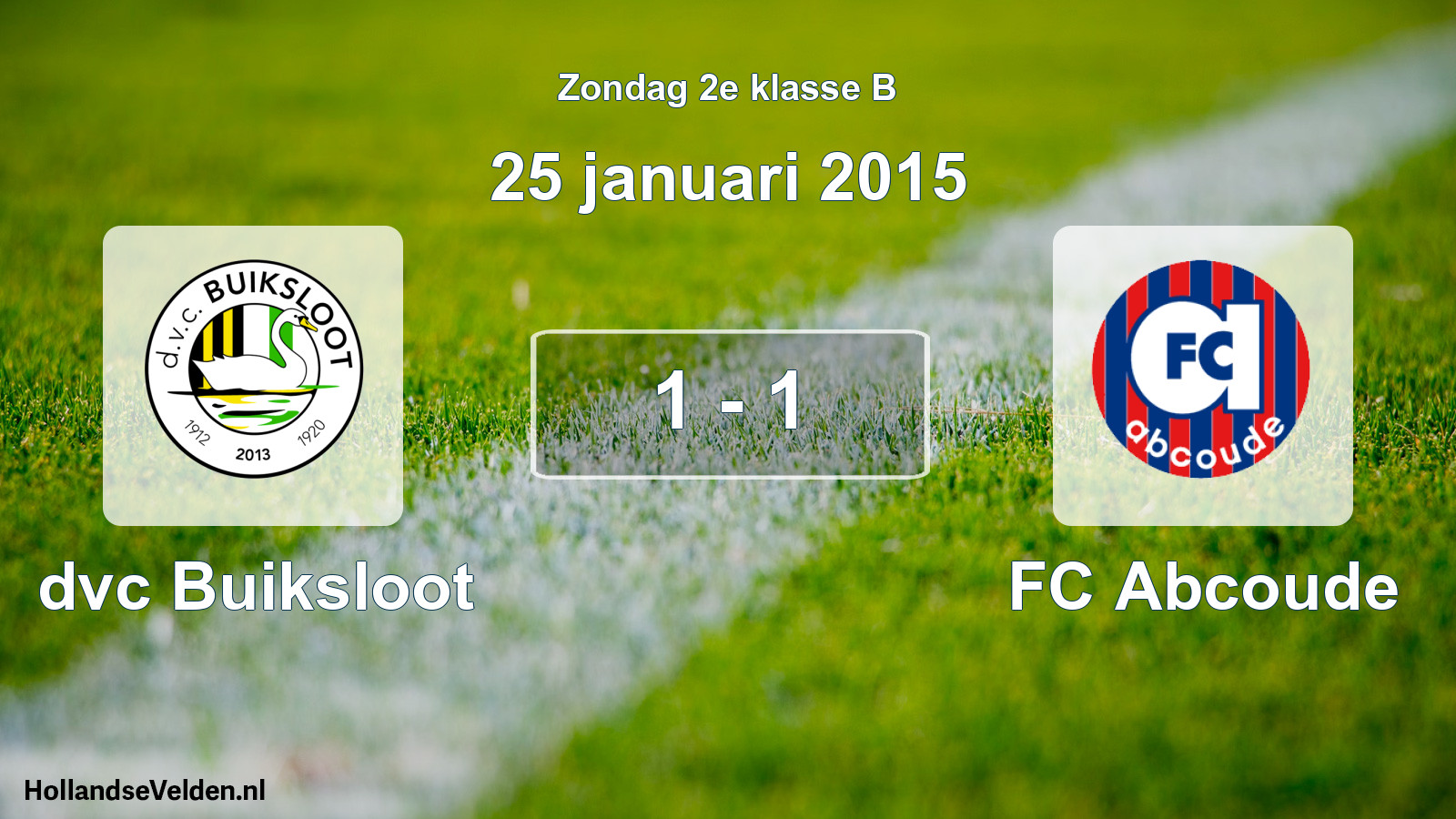 Gespeelde wedstrijd: dvc Buiksloot - FC Abcoude 1 - 1 (25 januari 2015)