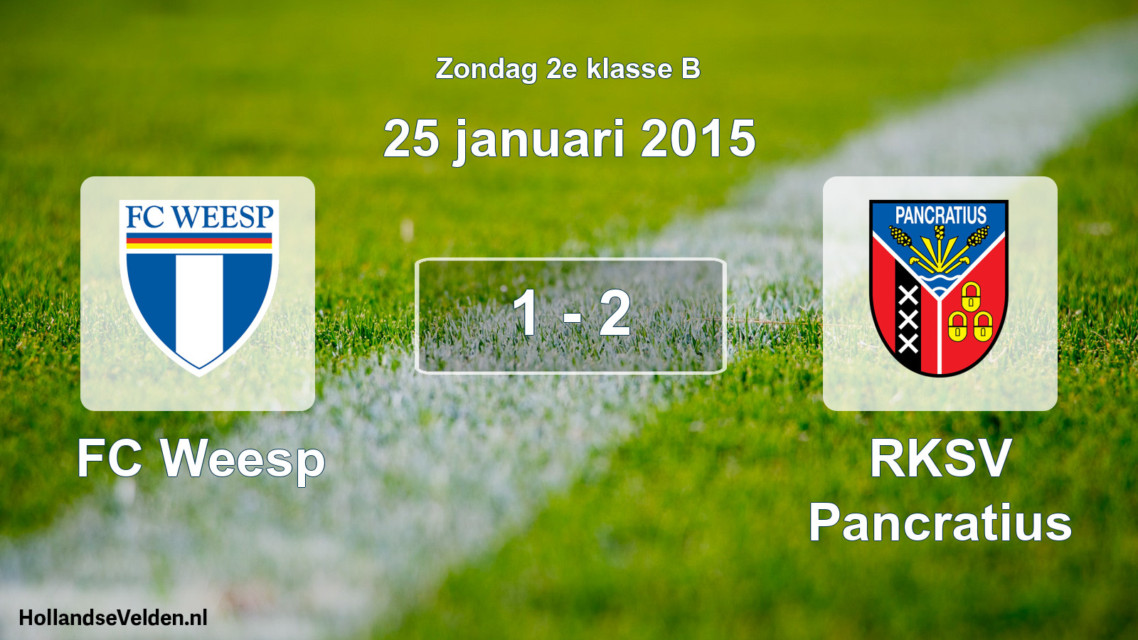 Gespeelde wedstrijd: FC Weesp - RKSV Pancratius 1 - 2 (25 januari 2015)
