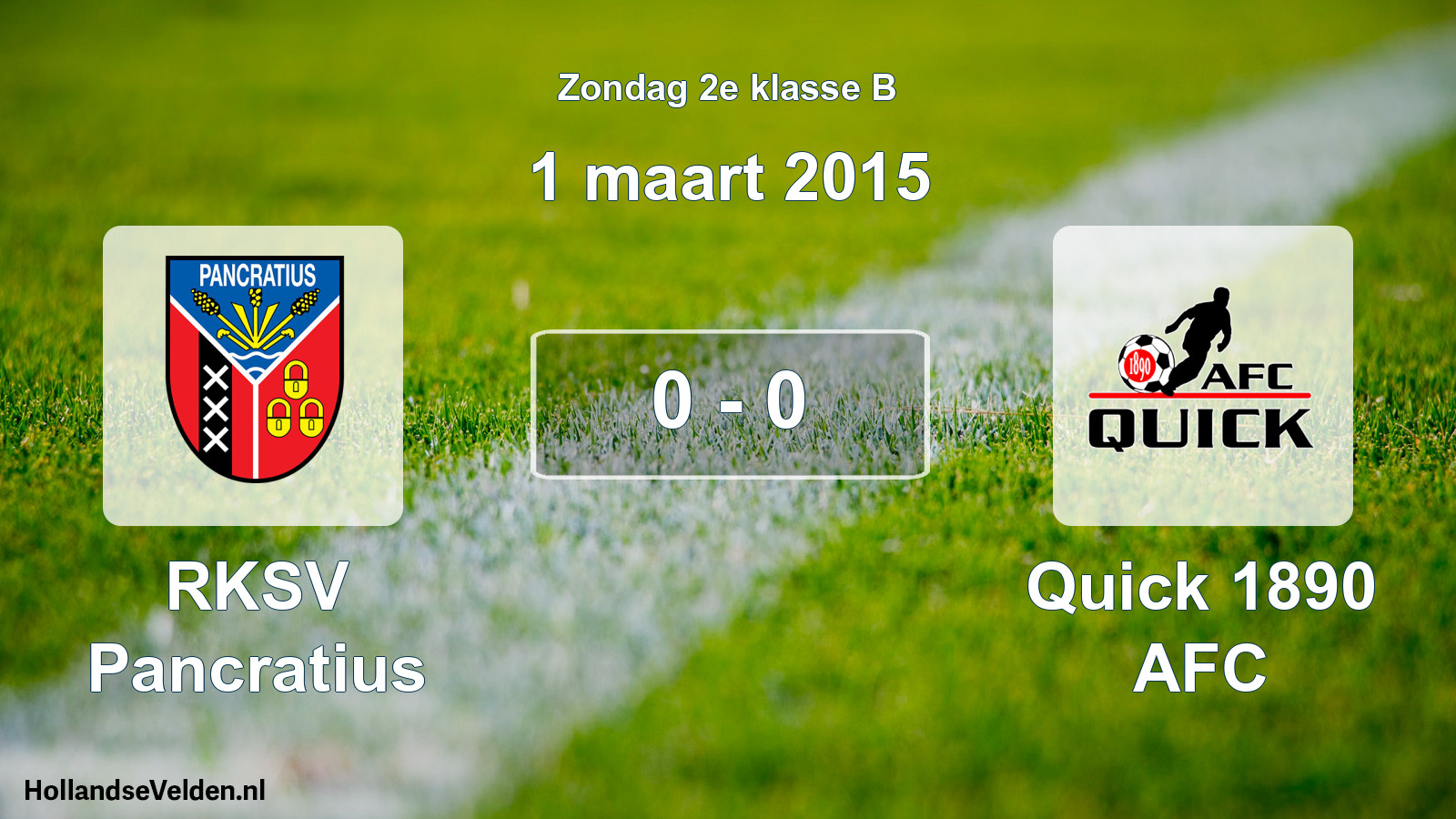 Gespeelde wedstrijd: RKSV Pancratius - Quick 1890 AFC 0 - 0 (1 maart 2015)