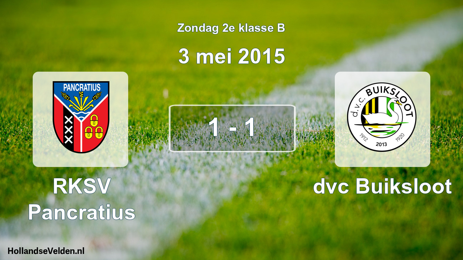 Gespeelde wedstrijd: RKSV Pancratius - dvc Buiksloot 1 - 1 (3 mei 2015)