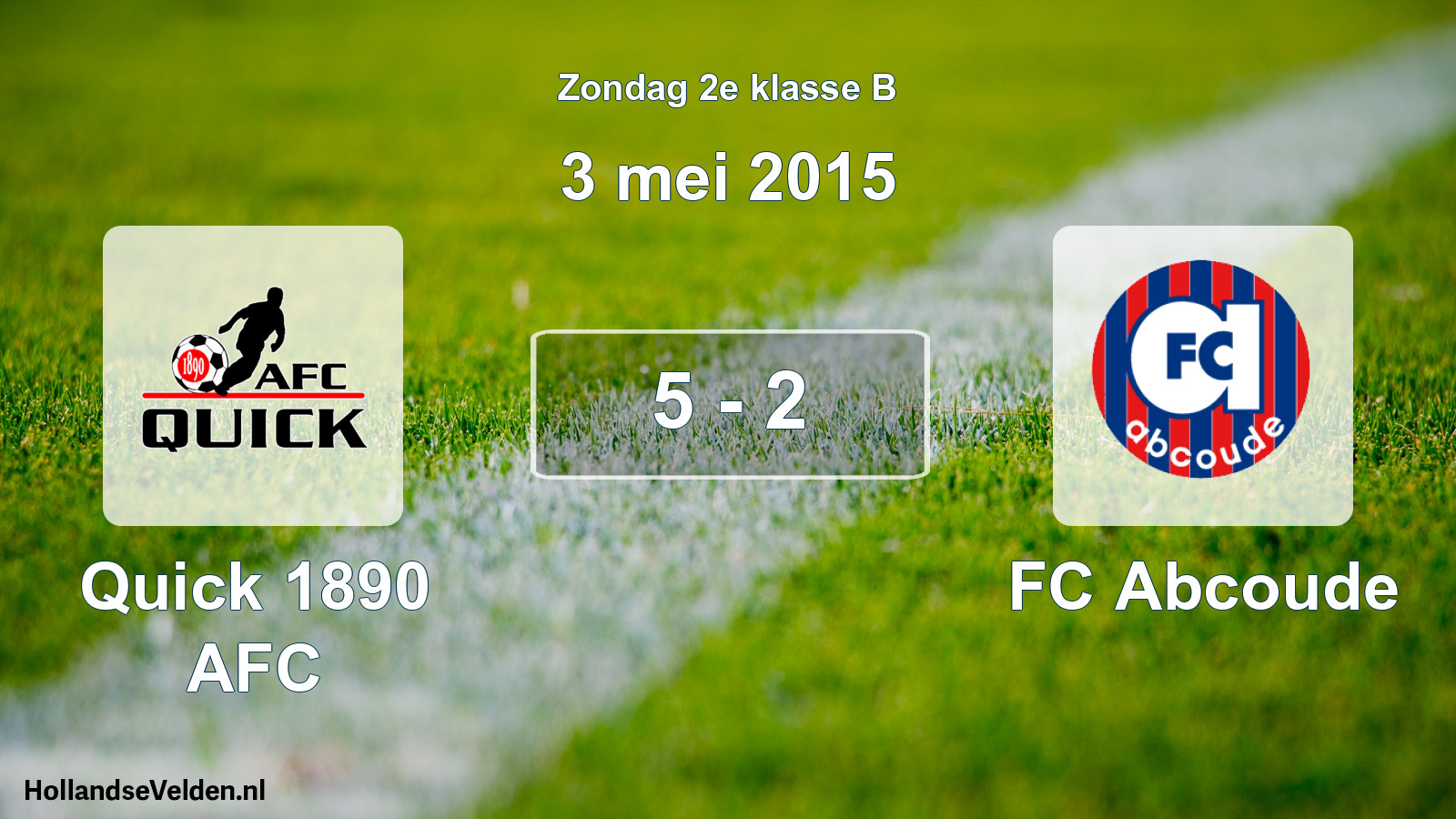 Gespeelde wedstrijd: Quick 1890 AFC - FC Abcoude 5 - 2 (3 mei 2015)