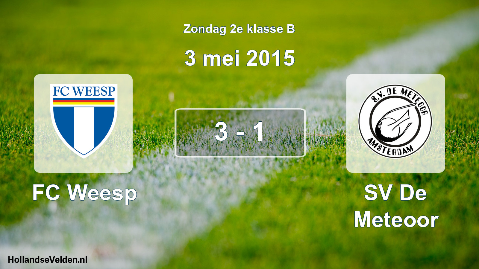 Gespeelde wedstrijd: FC Weesp - SV De Meteoor 3 - 1 (3 mei 2015)