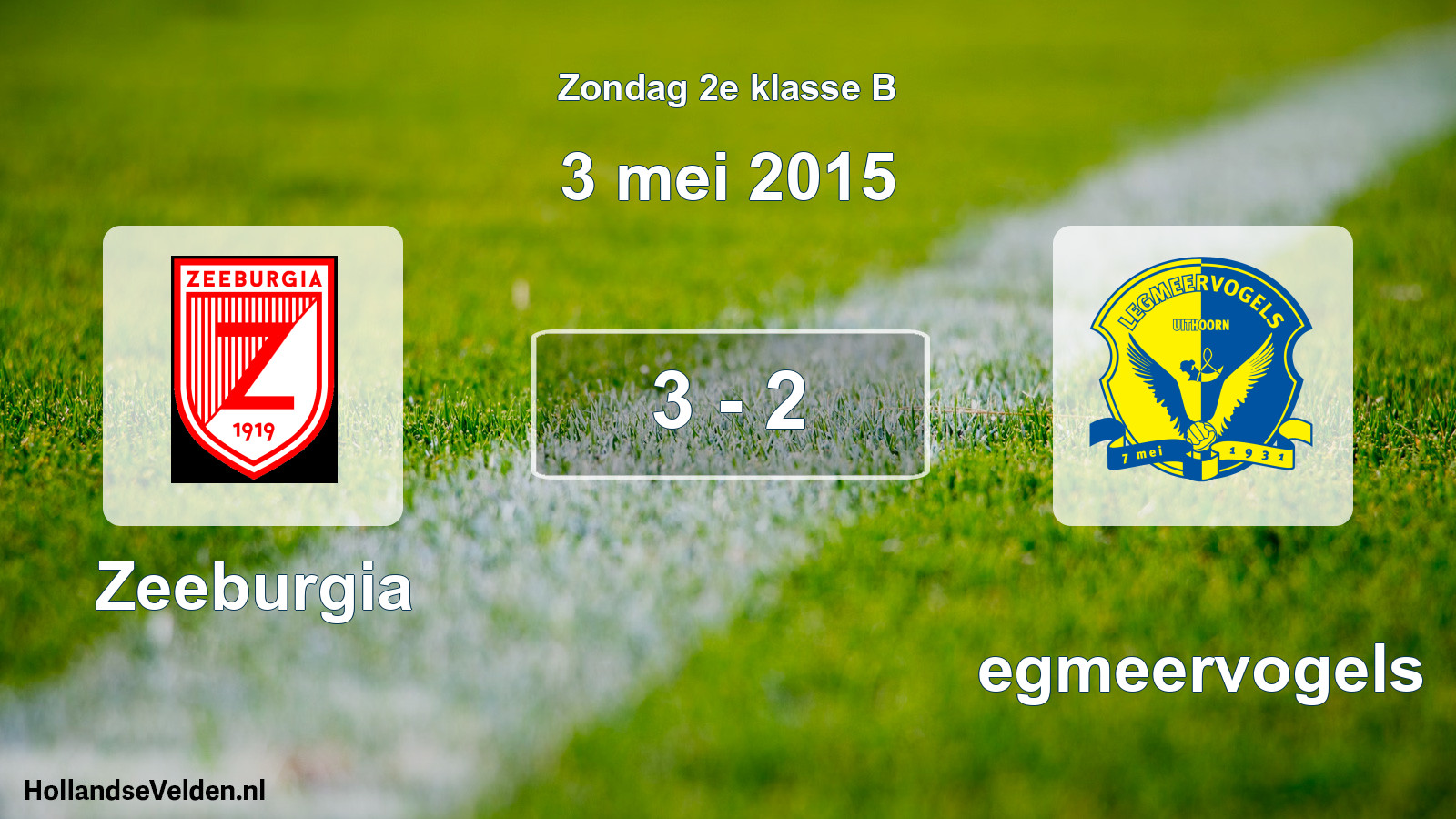 Gespeelde wedstrijd: Zeeburgia - Legmeervogels 3 - 2 (3 mei 2015)