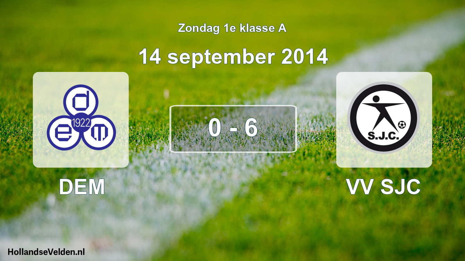 Gespeelde wedstrijd: DEM - VV SJC 0 - 6 (14 september 2014)