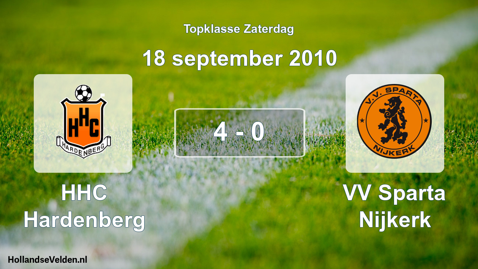 Gespeelde wedstrijd: HHC Hardenberg - VV Sparta Nijkerk 4 - 0 (18 september 2010)