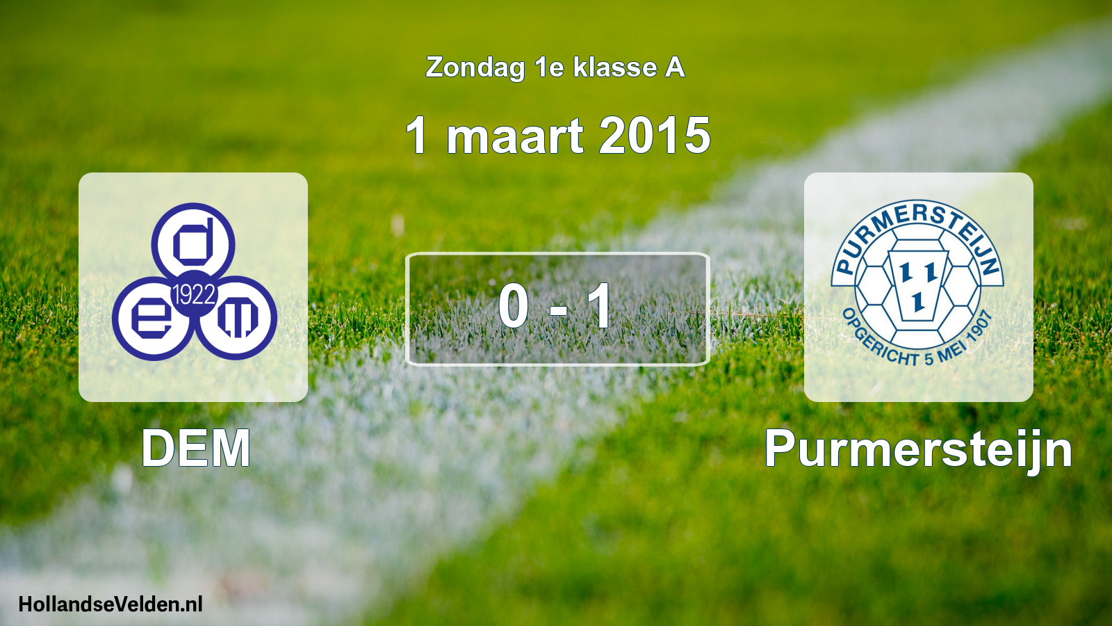 Gespeelde wedstrijd: DEM - Purmersteijn 0 - 1 (1 maart 2015)