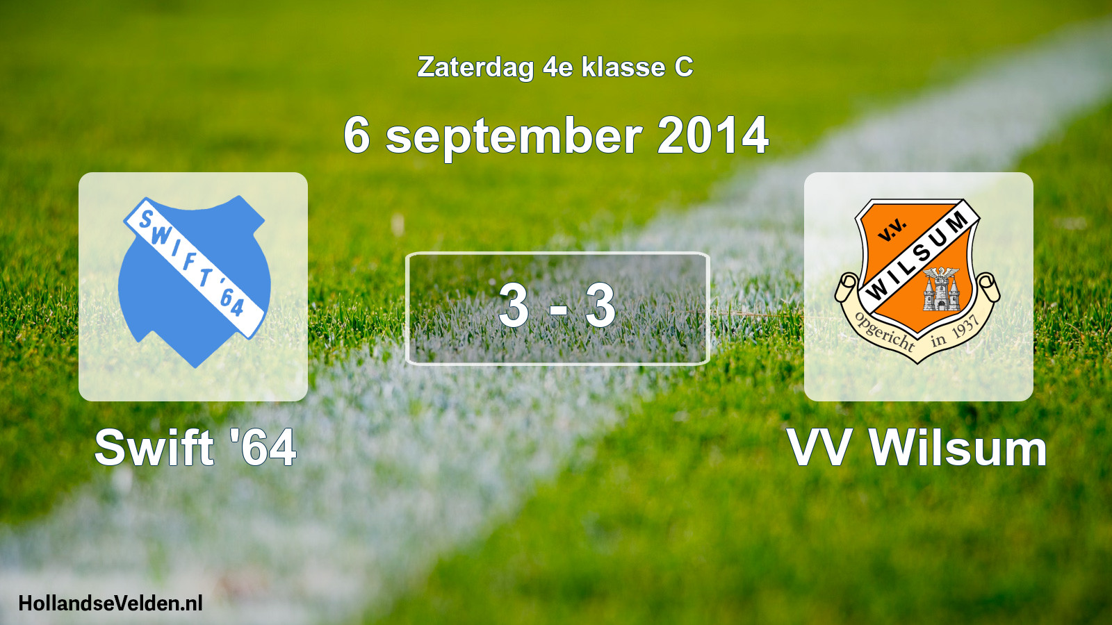 Gespeelde wedstrijd: Swift '64 - VV Wilsum 3 - 3 (6 september 2014)